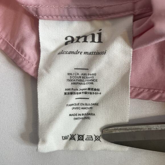 Ami Alexandre Mattiussi Men's Pink Button Up Shirt Size 36 Euro Summer Tailored - Picture 8 of 15